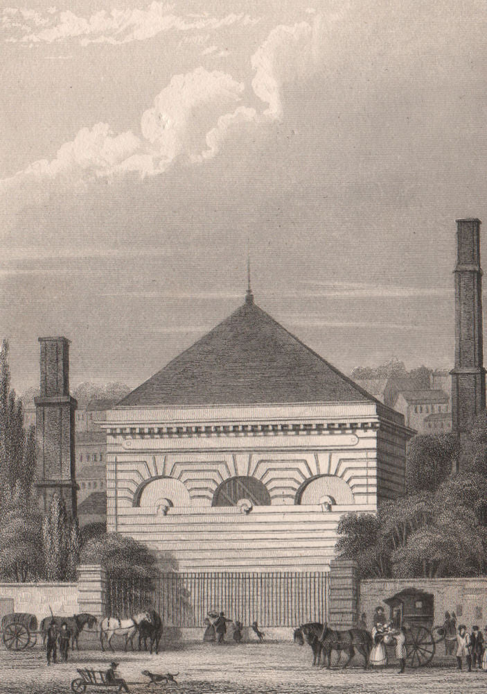 Pompe à Feu, Passy. Paris. BICKNELL 1845 old antique vintage print picture